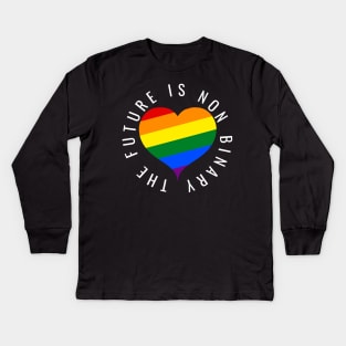 The Future Is Non Binary Gay Pride Shirt Kids Long Sleeve T-Shirt